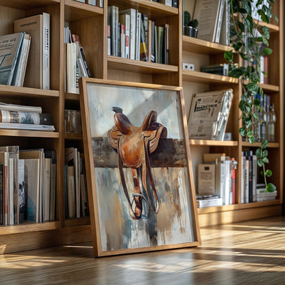 Resting Leather – Western Saddle on Fence Painting