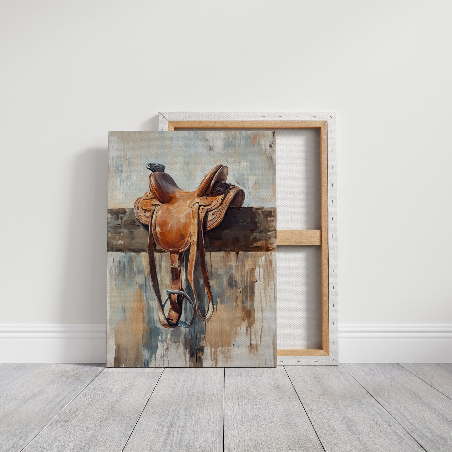 Resting Leather – Western Saddle on Fence Painting