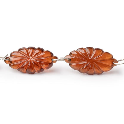17.5-20mm Hessonite Garnet Double Drill Carved Marquise 10 Beads