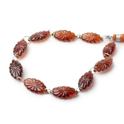 17.5-20mm Hessonite Garnet Double Drill Carved Marquise 10 Beads