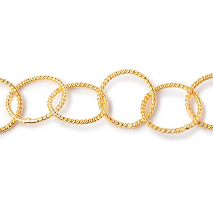 17.5mm 22kt Gold Plated Twisted Satin Round Link Chain