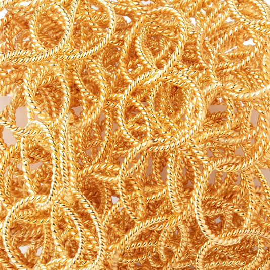 17.5mm 22kt Gold Plated Twisted Satin Round Link Chain