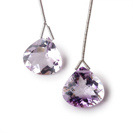 17.5mm Pink Amethyst Faceted Heart Set of 2 Focal Beads