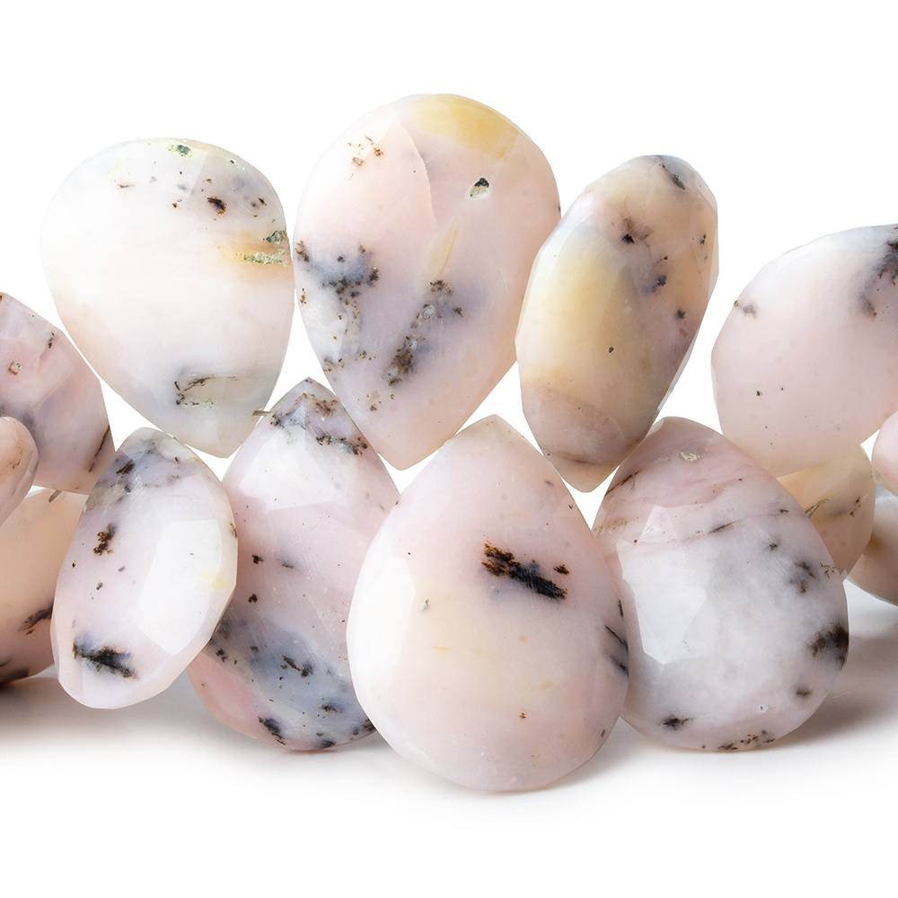 17.5x14-31x22mm Dendritic Pink Peruvian Opal Faceted Pears 8 inch 32 pieces A