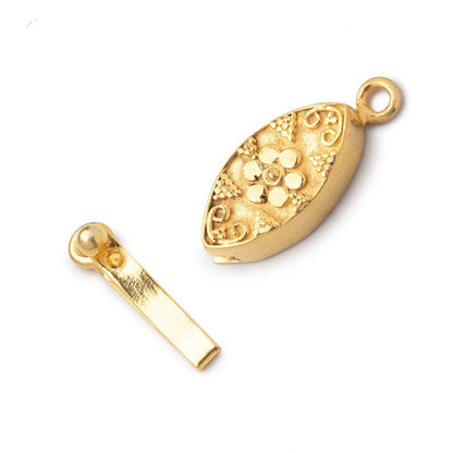 17.5x9mm 22kt Gold Plated Floral Marquise Box Clasp 1 piece