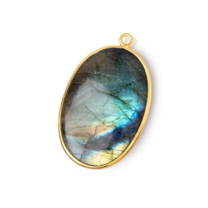 31x22mm Vermeil Bezel Labradorite Plain Oval Pendant 1 piece