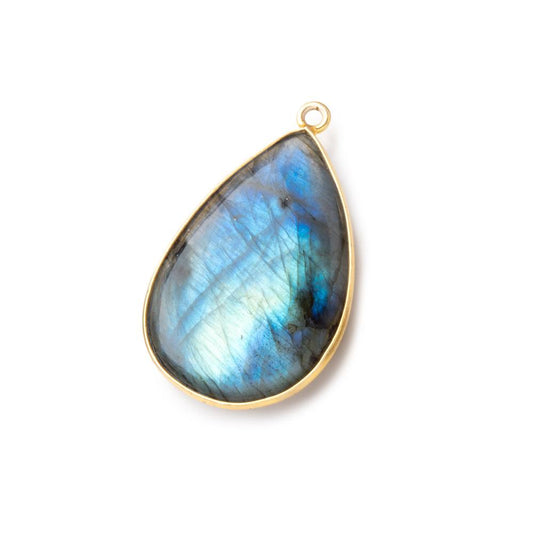 30x21mm Vermeil Bezel Labradorite Plain Pear Pendant 1 piece