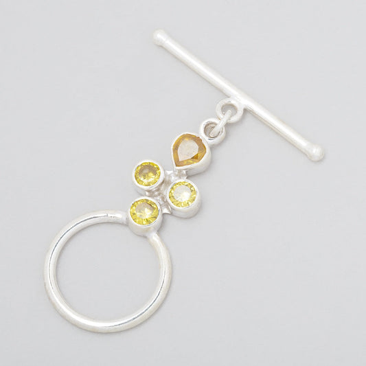 32x18mm Sterling Silver Bezel Yellow CZ Toggle 1 piece