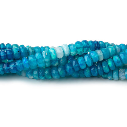 3-5mm Teal Blue Ethiopian Opal Faceted Rondelles 18 inch 190 color treated beads