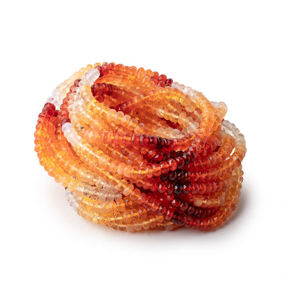 3.5mm Mexican Fire Opal Faceted Rondelles 16 inch 166 beads AAA