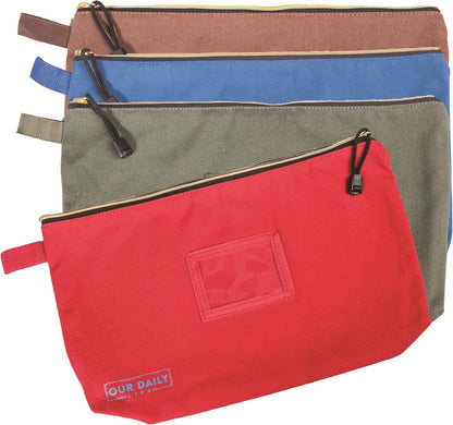 Canvas Zipper Tool Bags - 16Oz Heavy Duty Utility Canvas Tool Pouch with Zipper - Water Resistant 13.7"X8.5" Spacious Storage - 4 Pack Canvas Tool Bag Organizer Set - Tools, Cosmetics, Art and More.