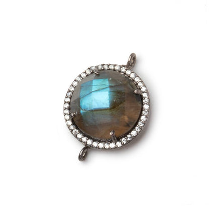 17mm Black Gold CZ Bezel Labradorite Coin Connector 1 Focal