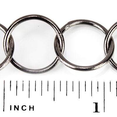 17mm Black Gold plated Plain Round Link Chain by the foot