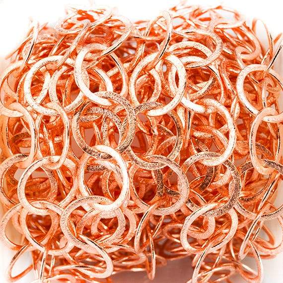 17mm Copper Brushed Round Link Chain by the foot