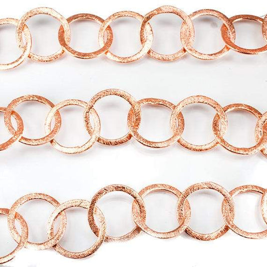 17mm Copper Brushed Round Link Chain by the foot