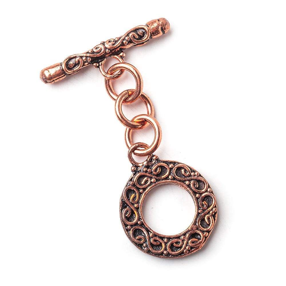 17mm Copper Infinity Pattern Round Toggle