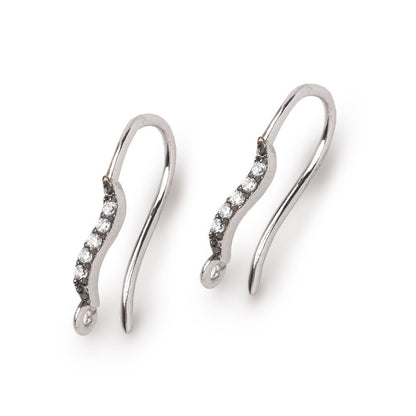 17mm CZ Two Tone Ear Wire Set of 2 pieces