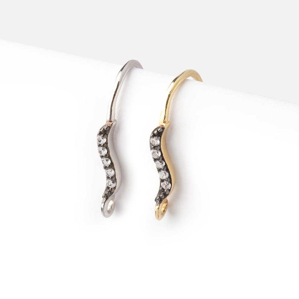 17mm CZ Two Tone Ear Wire Set of 2 pieces