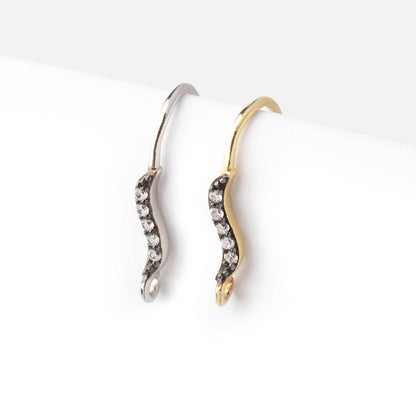 17mm CZ Two Tone Ear Wire Set of 2 pieces