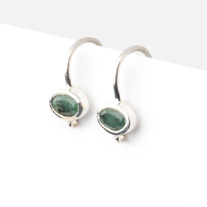 17mm Emerald Oval Ear Wire Set of 2 pieces