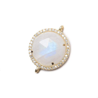 17mm Vermeil Bezel White CZ and Rainbow Moonstone Coin Pendant 1 focal bead
