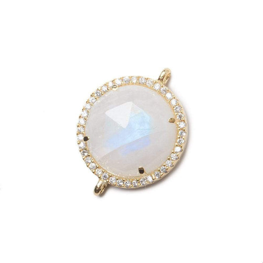 17mm Vermeil Bezel White CZ and Rainbow Moonstone Coin Pendant 1 focal bead