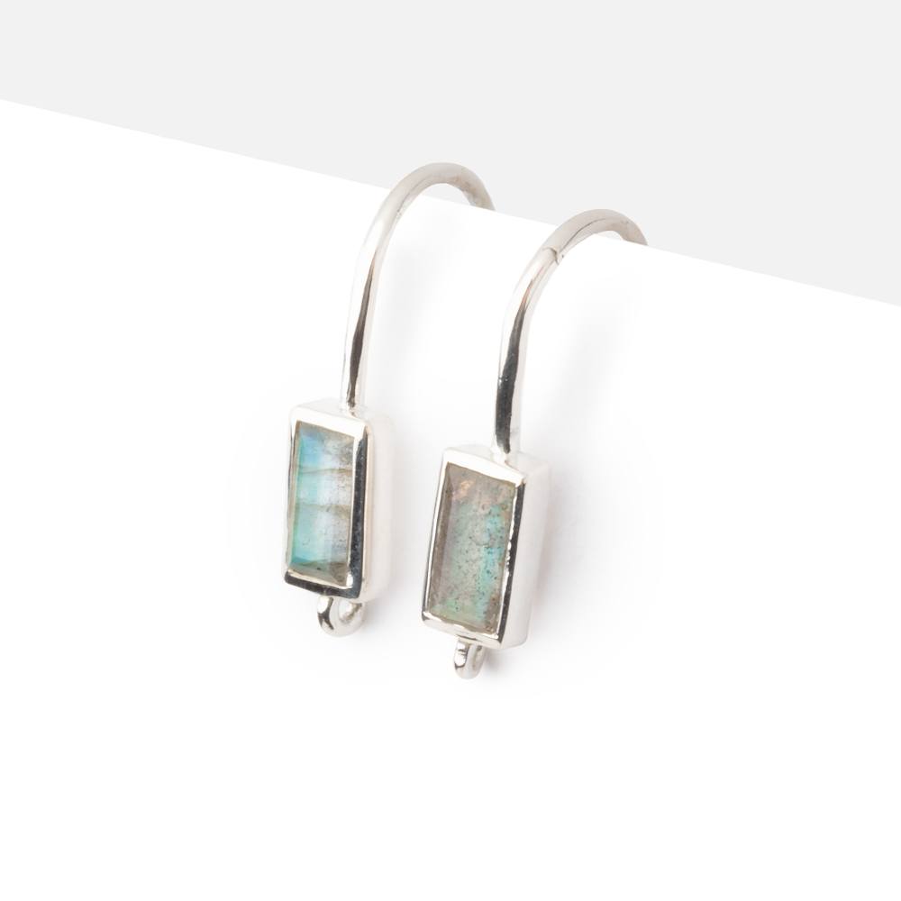 17mm Labradorite Baguette Ear Wire Set of 2 pieces