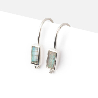 17mm Labradorite Baguette Ear Wire Set of 2 pieces