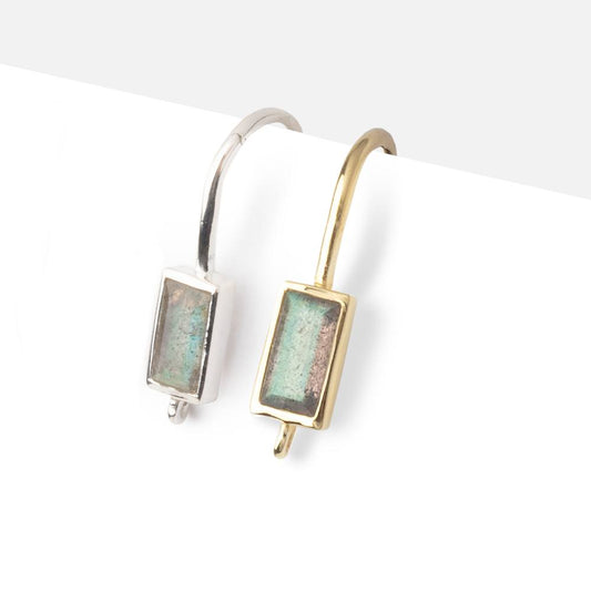17mm Labradorite Baguette Ear Wire Set of 2 pieces