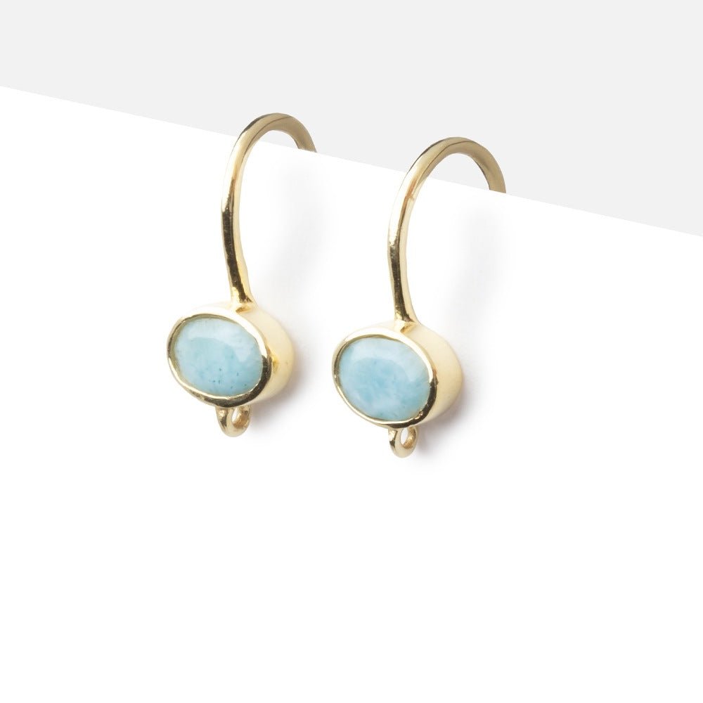 17mm Larimar Oval Ear Wire Set of 2 pieces