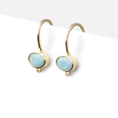17mm Larimar Oval Ear Wire Set of 2 pieces