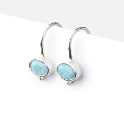 17mm Larimar Oval Ear Wire Set of 2 pieces