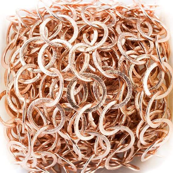 17mm Rose Gold Plated Brushed Round Link Chain by the foot