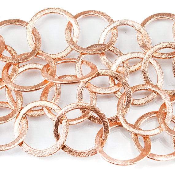 17mm Rose Gold Plated Brushed Round Link Chain by the foot