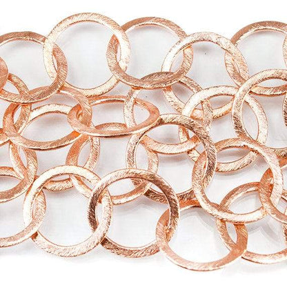 17mm Rose Gold Plated Brushed Round Link Chain by the foot