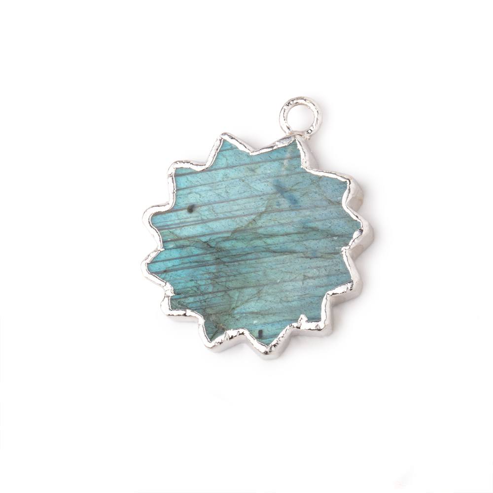 17mm Silver Leafed Labradorite Star Burst Focal Pendant 1 piece