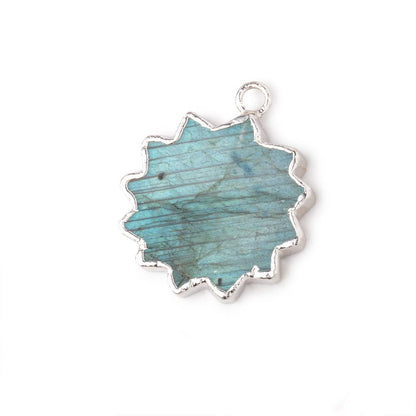 17mm Silver Leafed Labradorite Star Burst Focal Pendant 1 piece