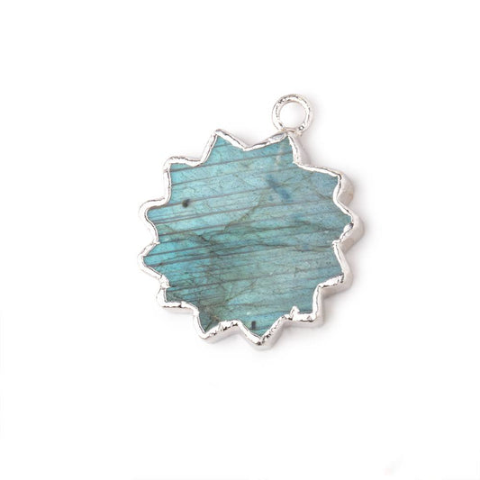 17mm Silver Leafed Labradorite Star Burst Focal Pendant 1 piece