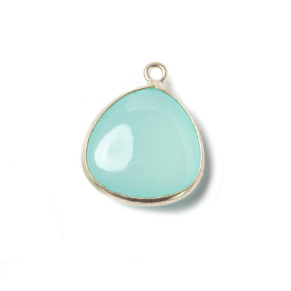 17mm Sterling Silver Bezel SeaBlue Chalcedony triangle Pendant 1 focal bead