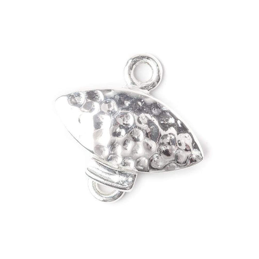 17mm Sterling Silver Box Clasp Marquise Hammered Design 1 piece