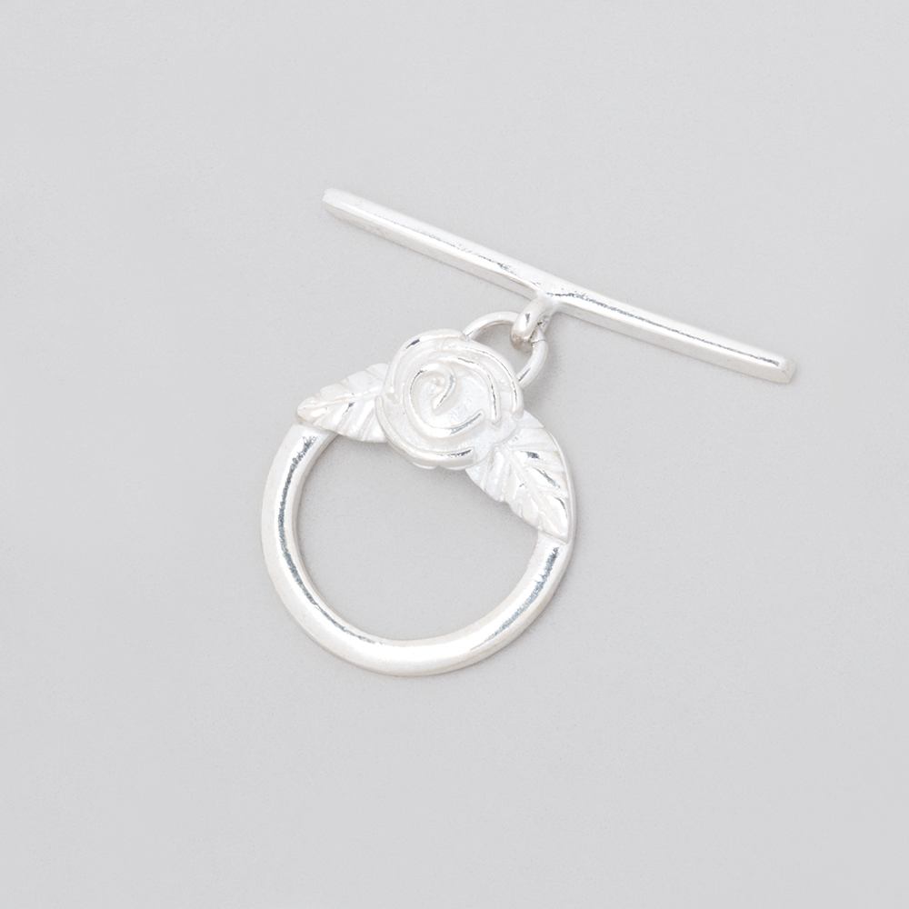 17mm Sterling Silver Round Toggle Rose Design 1 piece