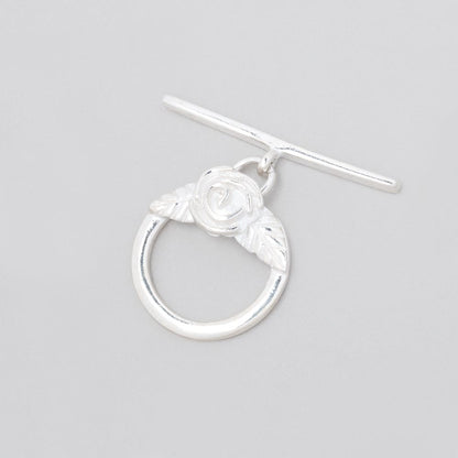 17mm Sterling Silver Round Toggle Rose Design 1 piece