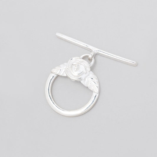 17mm Sterling Silver Round Toggle Rose Design 1 piece