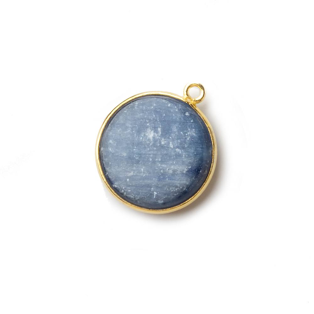 17mm Vermeil Bezel Blue Kyanite plain coin Pendant 1 piece
