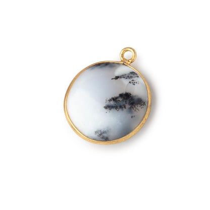 17mm Vermeil Bezel Dendritic Opal Plain Coin Pendant 1 piece