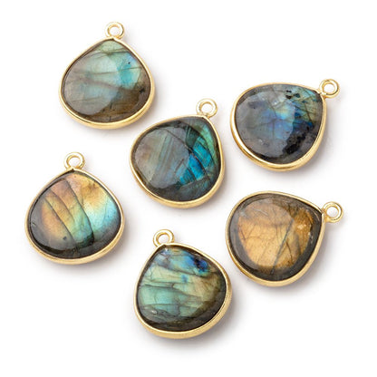 17mm Vermeil Bezel Labradorite Plain Heart Pendant 1 piece