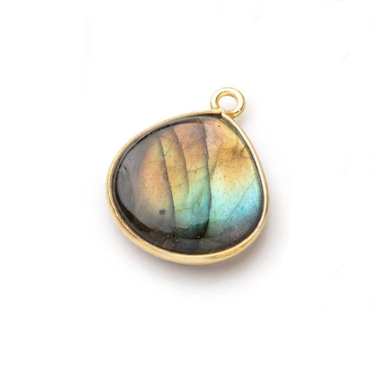 17mm Vermeil Bezel Labradorite Plain Heart Pendant 1 piece