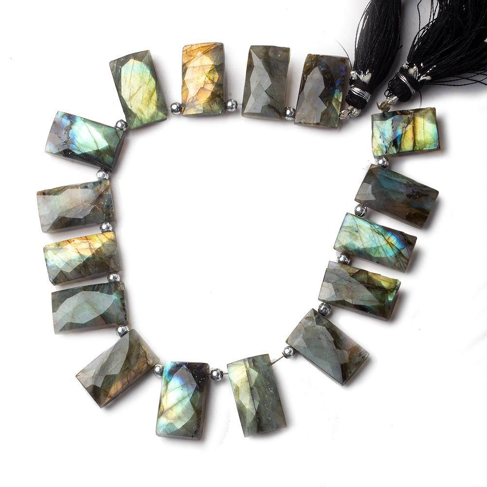 17x10-19x10mm Labradorite top drilled faceted rectangle beads 8 inch 13 pieces