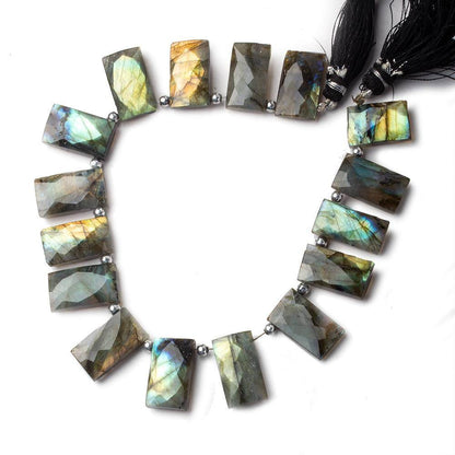 17x10-19x10mm Labradorite top drilled faceted rectangle beads 8 inch 13 pieces
