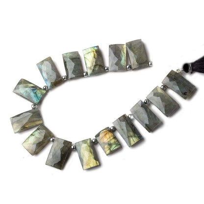 17x10-19x10mm Labradorite top drilled faceted rectangle beads 8 inch 13 pieces